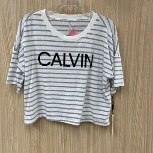 NWT Calvin Klein White Striped Top Size Medium